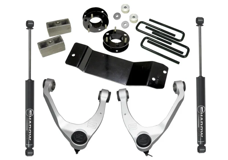 Superlift 3700, 07-16 Chevy Silv 1500 4WD 3.5in Lift Kit w/ Cast Steel Control Arms & Rear Shocks