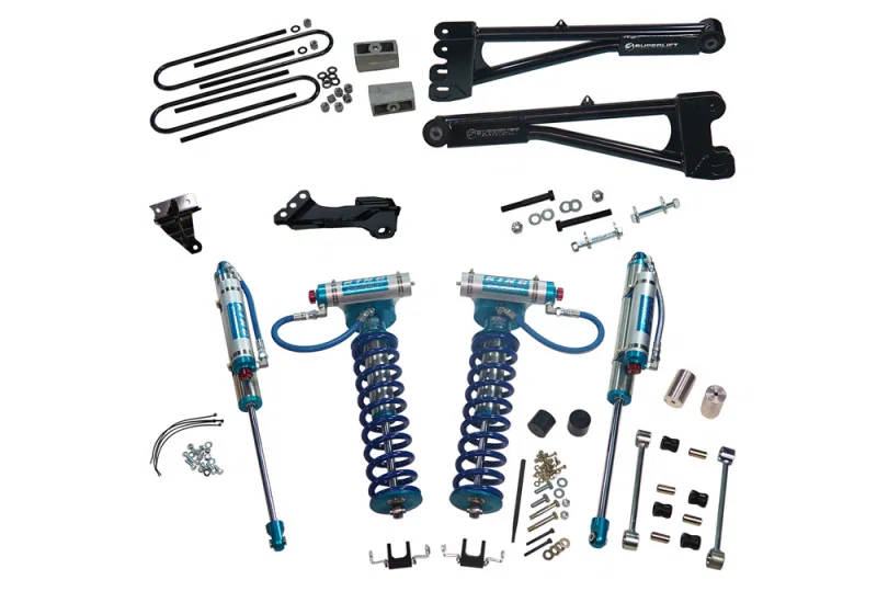 Superlift K981KG, 08-10 Ford F-250/F-350 SD 4WD 4in Lift Kit w/Repl Radius Arms & King Coilovers Rear Shocks