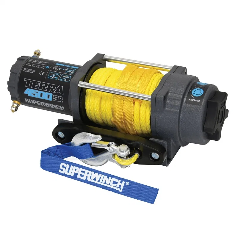 Superwinch 1145270, 4500 LBS 12V DC 1/4in x 50ft Synthetic Rope Terra 4500SR Winch - Gray Wrinkle