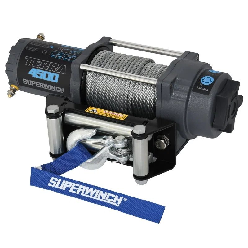 Superwinch 1145260, 4500 LBS 12V DC 15/64in x 50ft Steel Rope Terra 4500 Winch - Gray Wrinkle