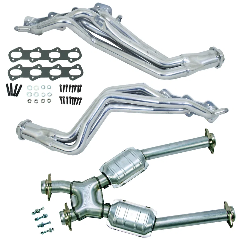 BBK 15333, 99-04 Ford Mustang Cobra/Mach1 1-5/8 Long Tube Header w/High Flow Catted X-Pipe (Silver Ceramic)
