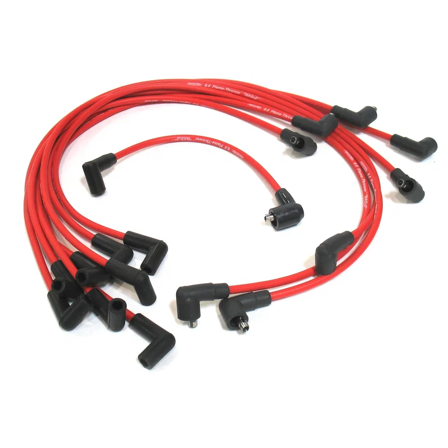 Pertronix 808450, Flame-Thrower Spark Plug Wires 8 cyl 8mm Chevrolet Marine 90 Degree Red