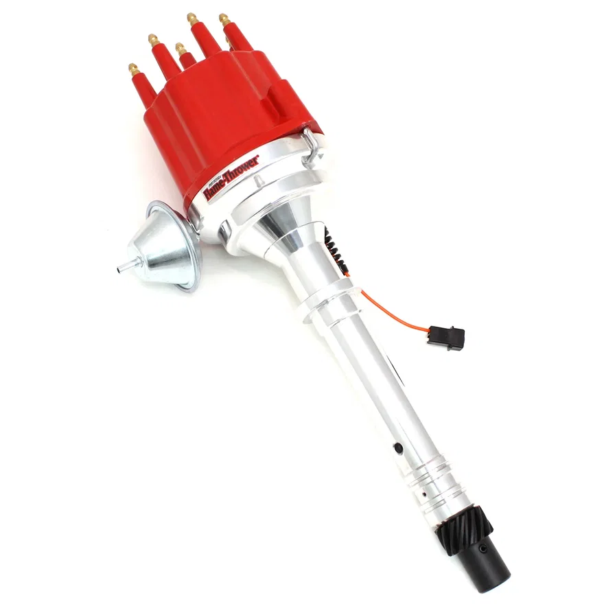 Pertronix D300711, Dist Billet Mag Trig Chevy SB/BB Red Male cap Vac Adv