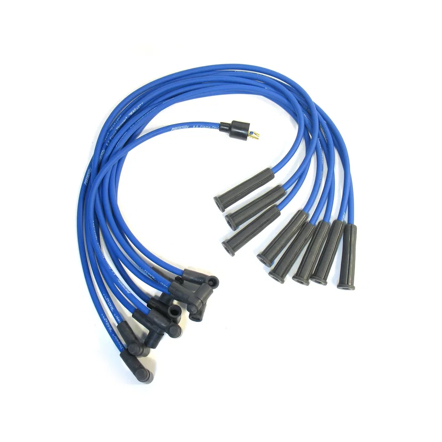 Flame-Thrower Spark Plug Wires 8 cyl 8mm 289-302W Male Cap Blue for Ford