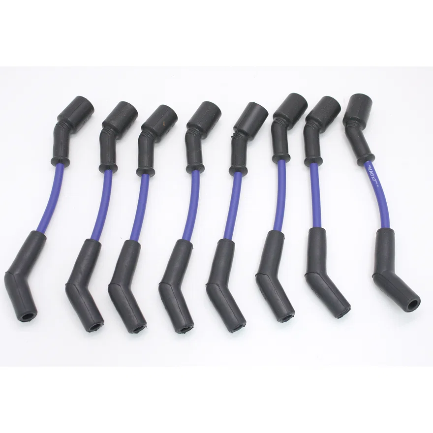 Pertronix 808334, Flame-Thrower Spark Plug Wires 8 cyl 8mm 45 Degree Boots GM LS Blue