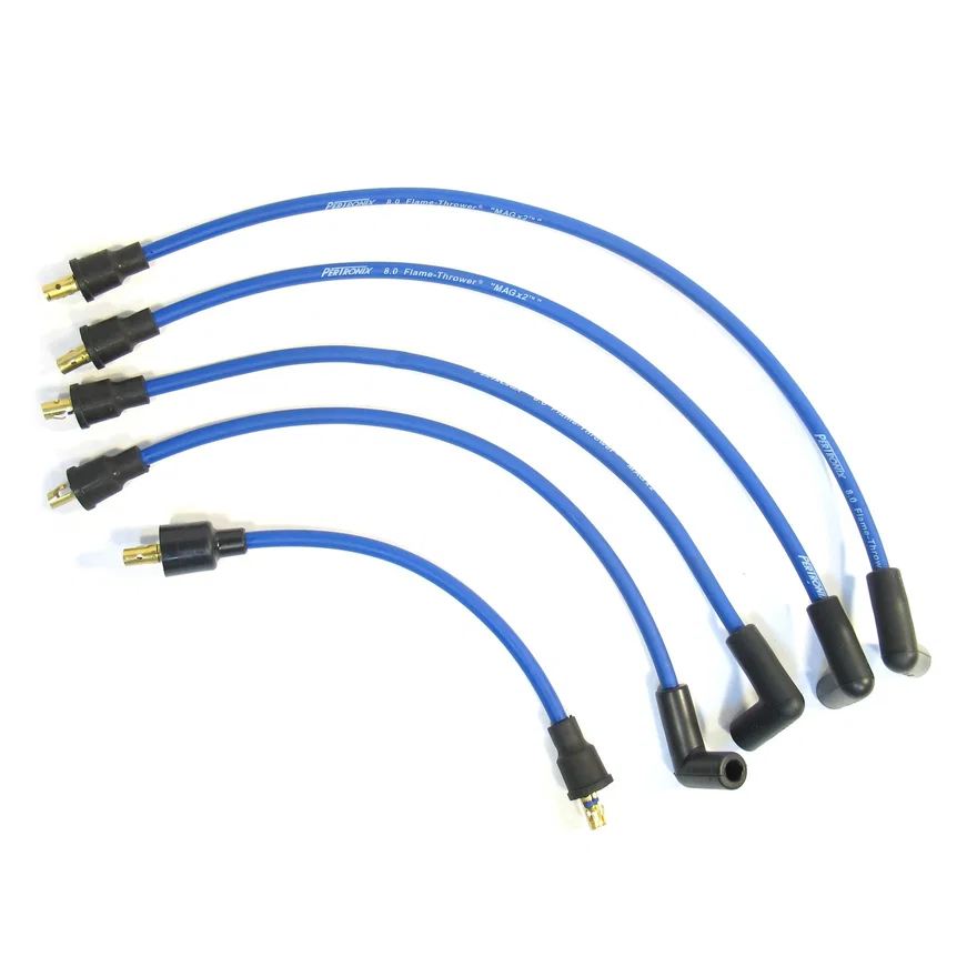 Pertronix 804309, Flame-Thrower Spark Plug Wires 4 cyl 8mm Austin/MG Blue