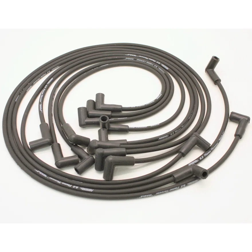 Pertronix 808213, Flame-Thrower Spark Plug Wires 8 cyl 8mm 74-82 Corvette HEI Custom Fit Black