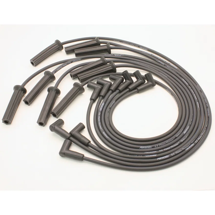 Flame-Thrower Spark Plug Wires 8 cyl 8mm GM HEI Custom Fit Black for GMC and Chevrolet
