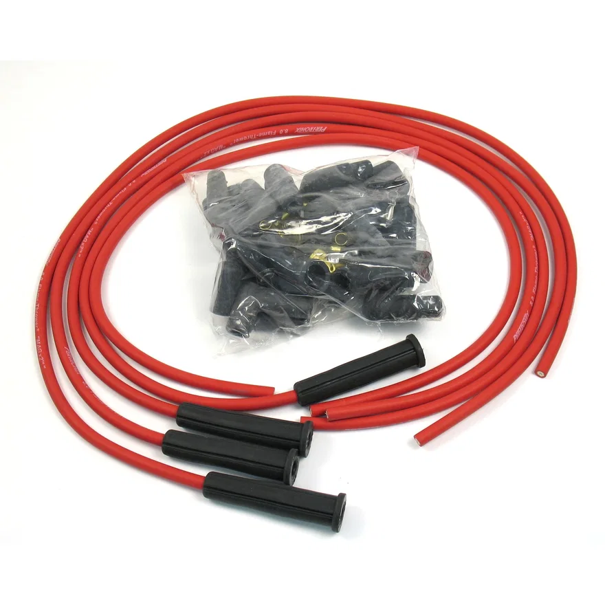 Pertronix 804480, Flame-Thrower Spark Plug Wires 4 cyl 8mm Universal 180 Degree Red