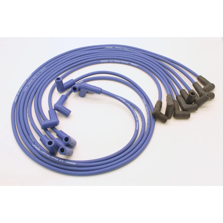 Pertronix 808314, Flame-Thrower Spark Plug Wires 8 cyl 8mm 74-82 Corvette HEI Custom Fit Blue