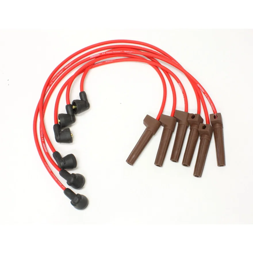 Pertronix 806420, Flame-Thrower Spark Plug Wires 6 cyl 8mm 01-05 Ranger 05-10 Mustang 4.0L Red