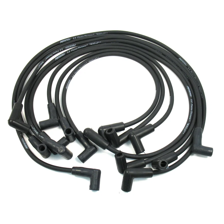 Flame-Thrower Spark Plug Wires 8 cyl 8mm GM HEI Custom Fit Black for 83 vehicles