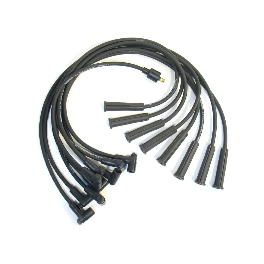 Pertronix 808220, Flame-Thrower Spark Plug Wires 8 cyl 8mm Ford 289-302W Male Cap Black