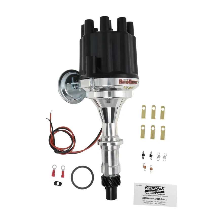 Dist Billet V8 Vac Blk Cap for Pontiac