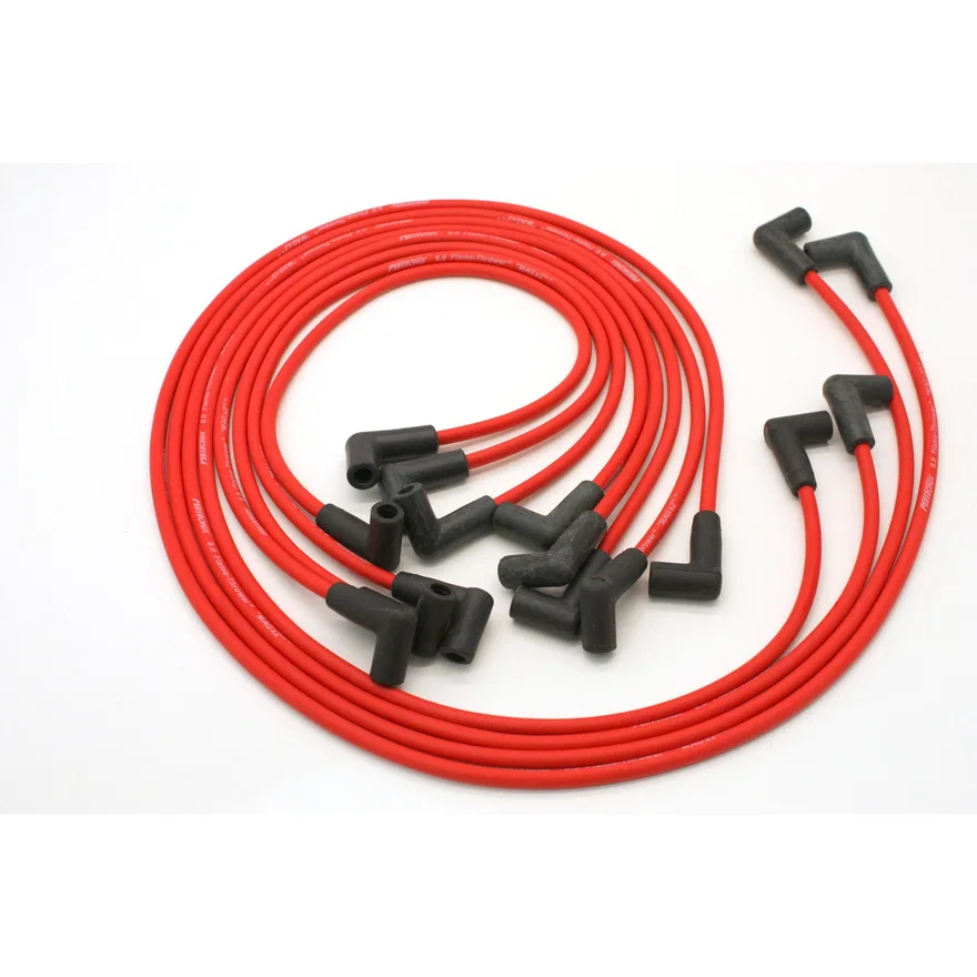 Pertronix 808419, Flame-Thrower Spark Plug Wires 8 cyl 8mm 74-82 Corvette HEI Custom Fit Red