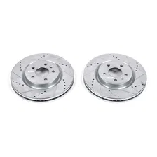 Front DRILLEDSLOTTED ROTOR PAIR for Ford and Lincoln image 2