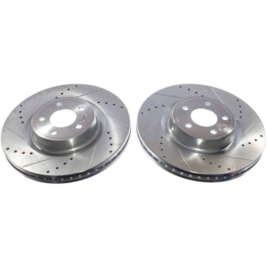 Front DRILLEDSLOTTED ROTOR PAIR for 2021-2023 Ford Mustang