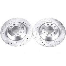 Rear DRILLEDSLOTTED ROTOR PAIR for 2005-2011 Audi A6 and A6 Quattro image 2