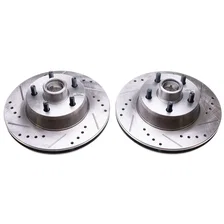 Front DRILLEDSLOTTED ROTOR PAIR for Ford and Mercury image 2