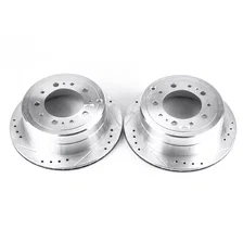 Rear DRILLEDSLOTTED ROTOR PAIR for 1998-2007 Lexus LX470 and Toyota Land Cruiser image 2