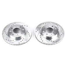 Front DRILLEDSLOTTED ROTOR PAIR for 1988-1991 Honda CRX and Civic image 2