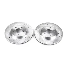 Front DRILLEDSLOTTED ROTOR PAIR for 2002-2008 Jaguar X-Type image 2