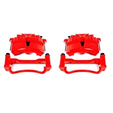 Front RED CALIPER PAIR W/BRKT for 2003-2004 Ford Mustang image 2