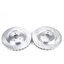 Front DRILLEDSLOTTED ROTOR PAIR for 2007-2014 Ford Mustang image 2