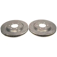 Front DRILLEDSLOTTED ROTOR PAIR for Ford and Lincoln image 2