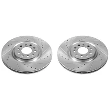 Front DRILLEDSLOTTED ROTOR PAIR for 2014-2022 Chrysler 200 and Jeep Cherokee image 2