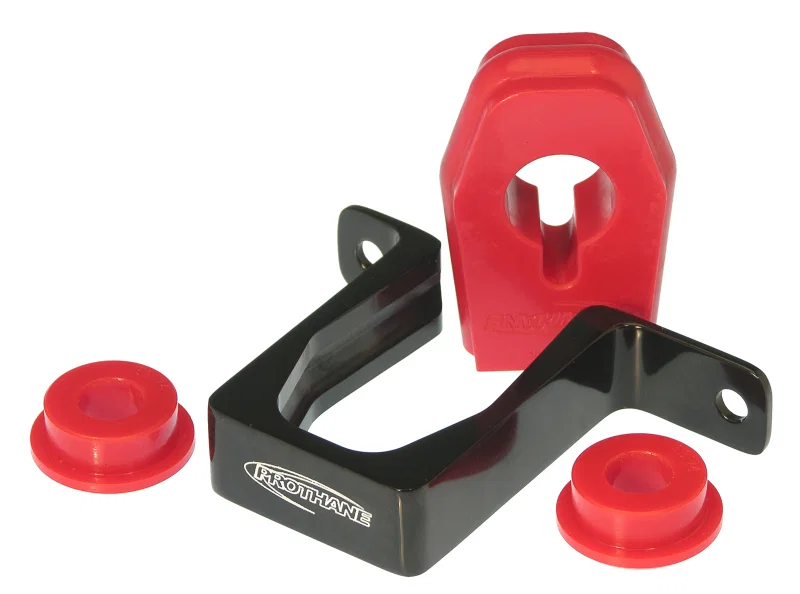 Prothane 6-1613, Ford Mustang Shifter Bushings w/ Billet Bracket - Red