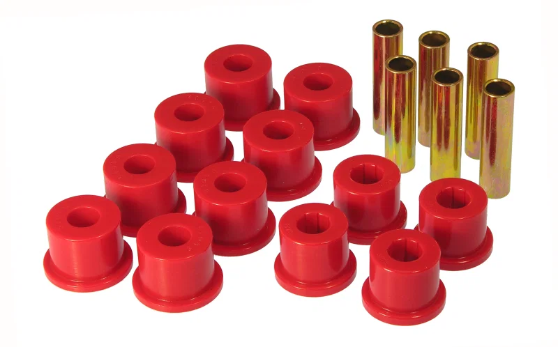 Prothane 7-1054, GM Rear Spring & Shackle Bushings (w/ 1.5in OD Frame Shackle Bush) - Red