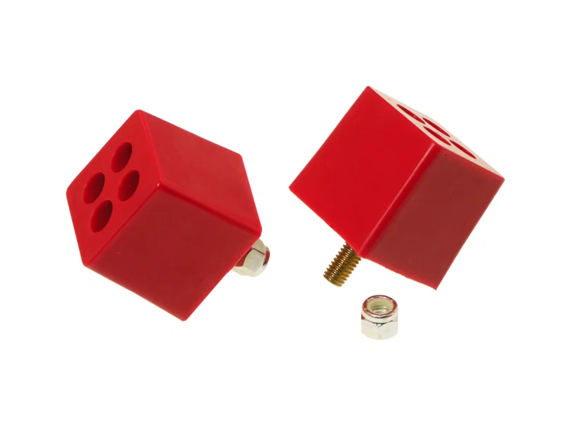 Prothane 19-1305, Universal Bump Stop 2X2X2 W 3/8in Stud - Red