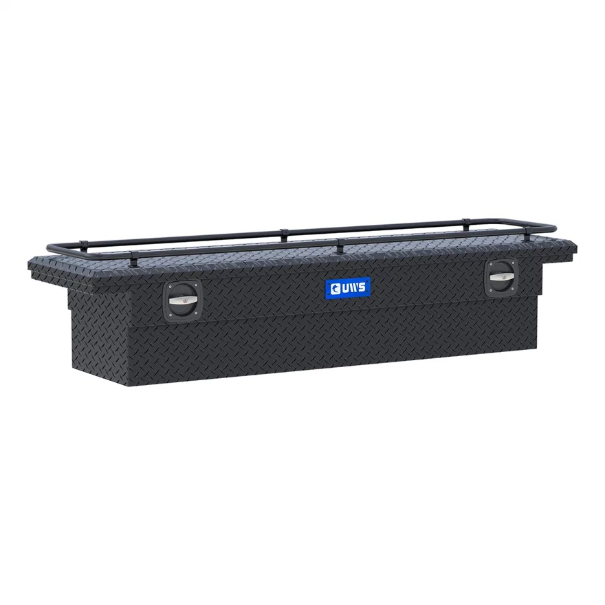 UWS SL-72-LP-MB-R, Matte Black Aluminum 72" Secure Lock Crossover Truck Tool Box, Low Profile, Rail