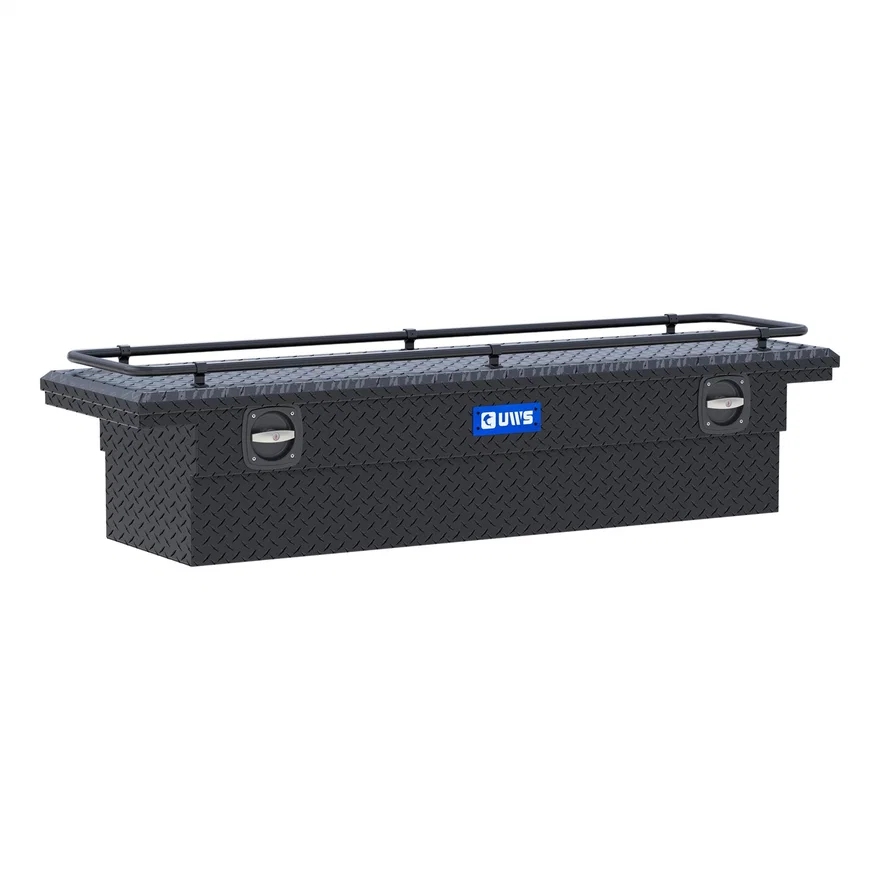 UWS SL-69-LP-MB-R, Matte Black Aluminum 69" Secure Lock Crossover Truck Tool Box, Low Profile, Rail
