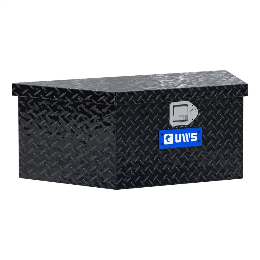 UWS TBV-34-LP-BLK, Gloss Black Aluminum 34" Trailer Tongue Box with Low Profile (LTL Shipping Only)