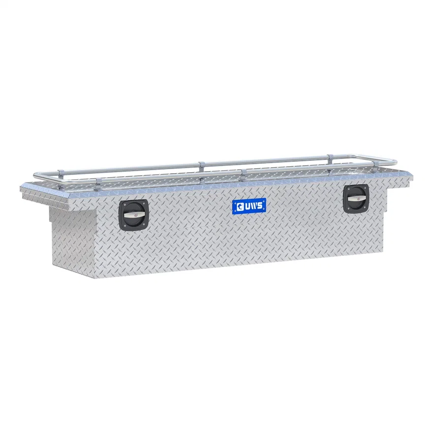 UWS SL-69-LP-R, Bright Aluminum 69" Secure Lock Crossover Truck Tool Box with Low Profile & Rail