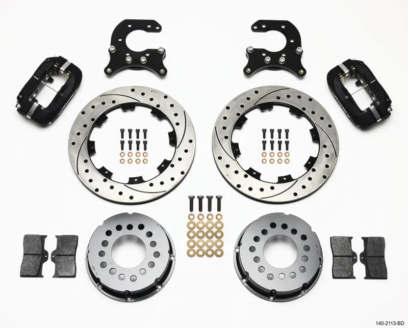 Wilwood 140-2113-BD, Forged Dynalite P/S Rear Kit Drilled Rotor Small Ford 2.66in Offset