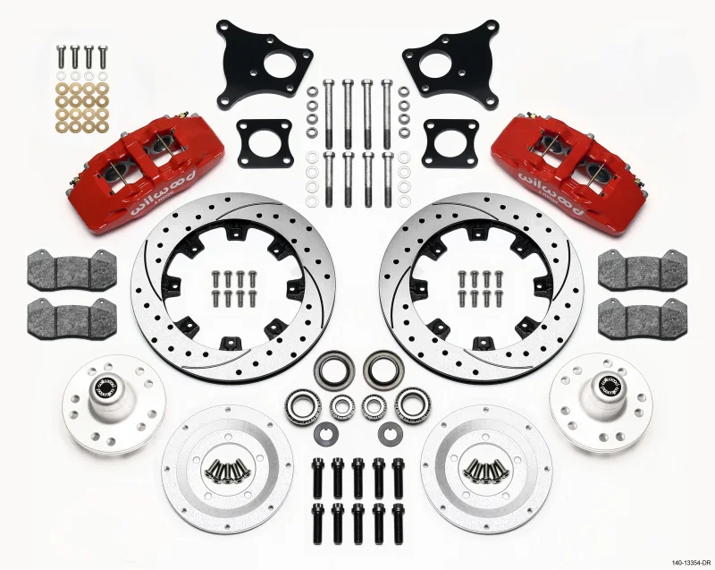 Wilwood 140-13554-DR, Dynapro 6 Front Hub Kit 12.19in Drilled Red AMC 71-76 OE Disc w/o Bendix Brakes for American Motors