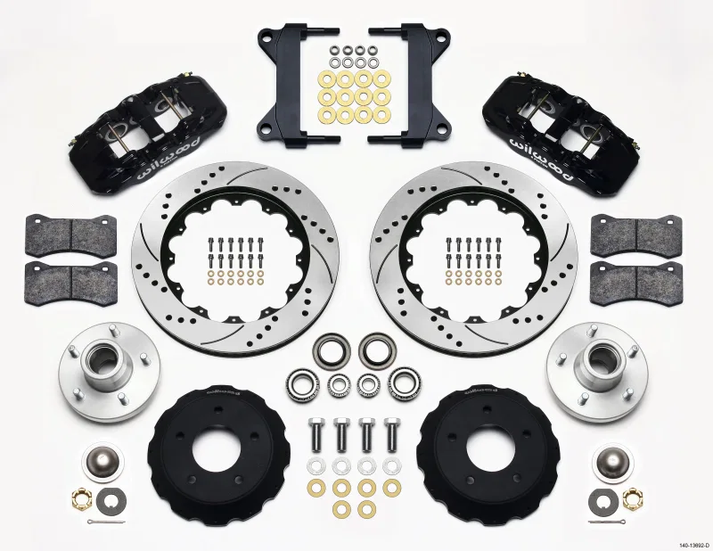 Wilwood 140-13692-D, AERO6 Front Hub Kit 14.00 Drilled Chevy C-10 60-87 CPP Drop Spindle