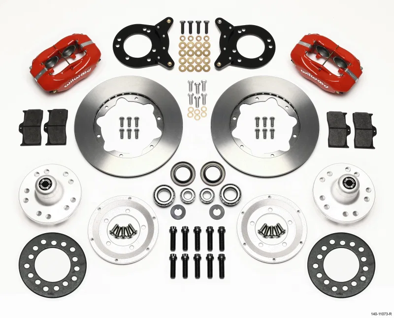 Wilwood 140-11073-R, Forged Dynalite Front Kit 11.00in Red 1970-1973 Mustang Disc & Drum Spindle