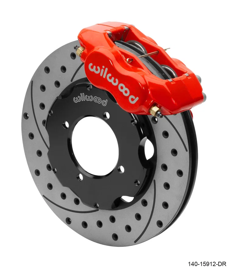 Wilwood 140-15912-DR, Dynalite Front Big Brake Kit 11.00in SRP Drilled & Slotted Rotors - Red