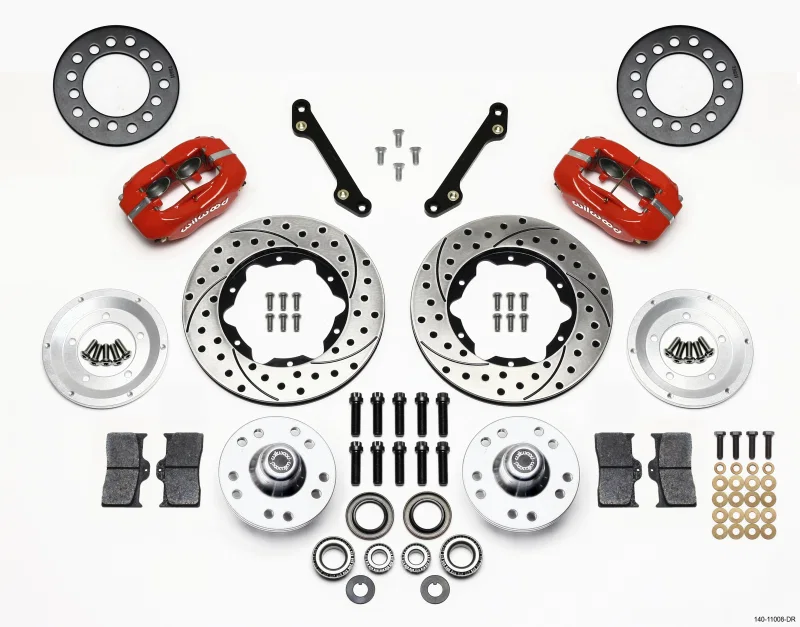 Wilwood 140-11008-DR, Forged Dynalite Front Kit 11.00in Drilled Red 79-81 Camaro