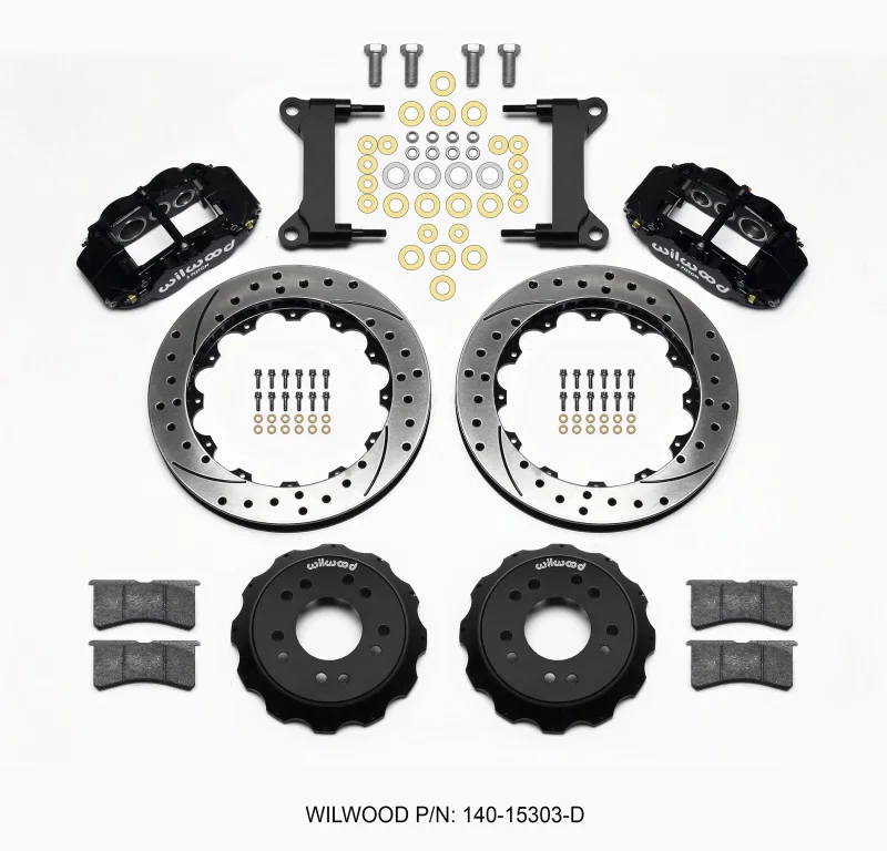 Wilwood 140-15303-D, Narrow Superlite 6R Front Hat Kit 13.06 Drilled 63-87 C10 w/ Wilwood Pro Spindles