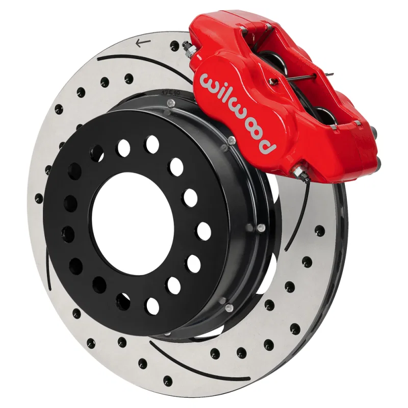 Wilwood 140-18364-DR, Ford Mustang II Forged Dynalite Front Brake Kit w/ 11.38in Drilled & Slotted Rotor - Red