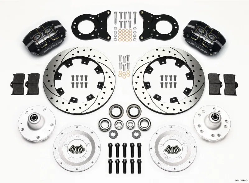 Wilwood 140-13344-D, Dynapro Dust-Boot Front Kit 12.19in Drilled 1965-1969 Mustang Disc & Drum Spindle