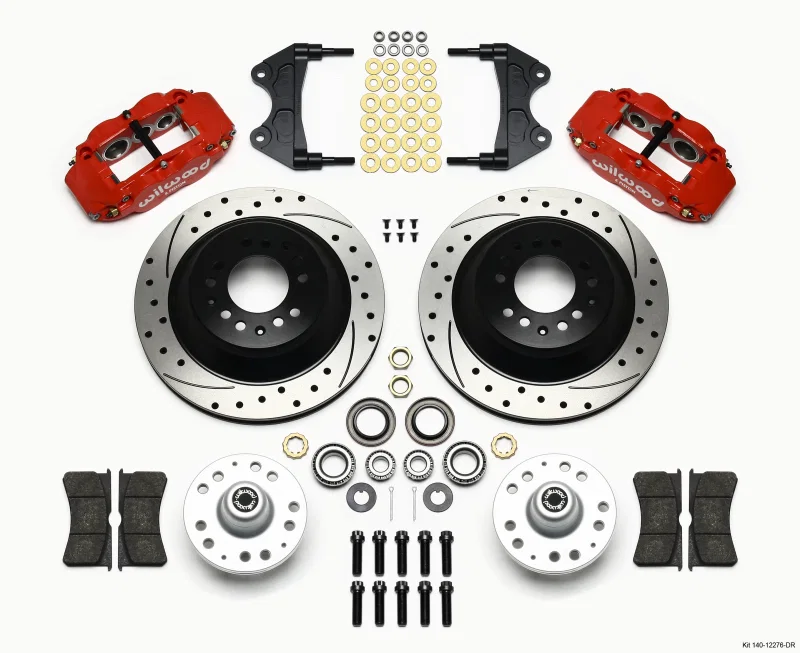 Wilwood 140-12276-DR, Narrow Superlite 6R Front Hub & 1PC Rtr Kit 12.88in Drilled -Red WWE ProSpindle