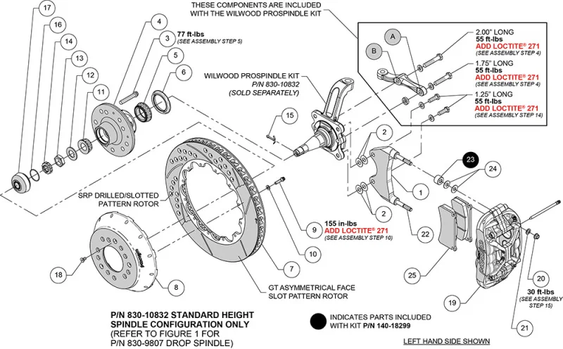 Wilwood 140-18298, 63-87 Chevy C10 XRS6R Front Big Brake Kit - 13.06in Slotted Rotor - Steel Pro Spindle - Blk