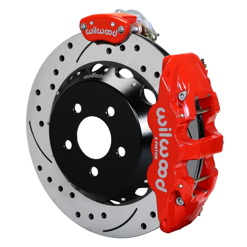 Wilwood 140-17142-DR, kit rear AERO4 C7 vette front spindle 14.00X 1.10 rotor GT SRP red