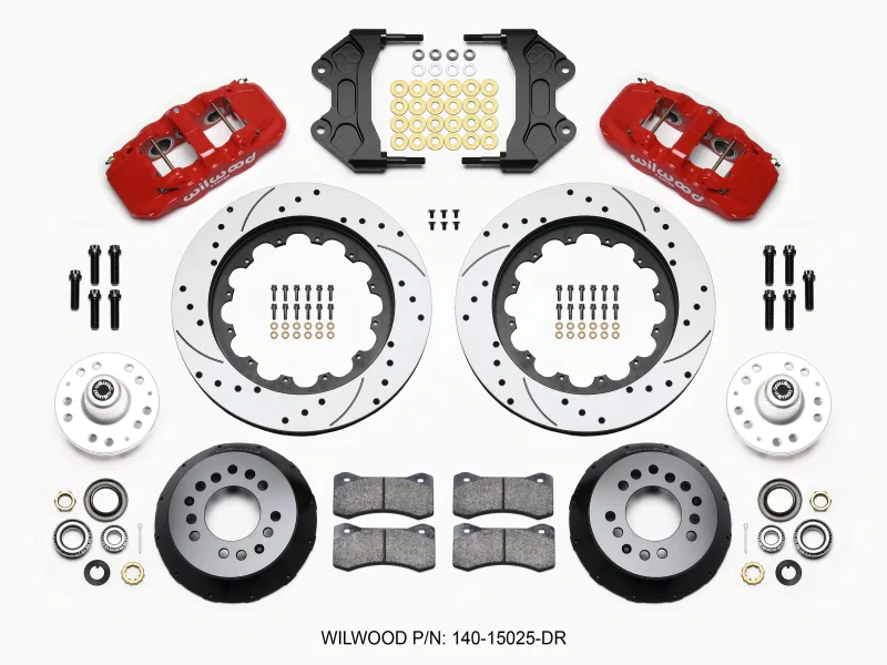 Wilwood 140-15025-DR, AERO6 Front Hub Kit 15.00 Drilled-Red WWE ProSpindle